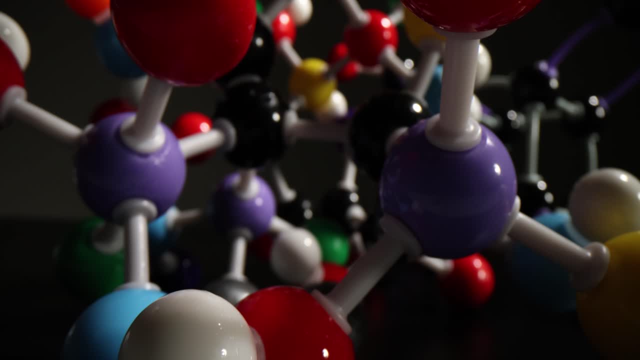 Close-up of a colorful molecular model