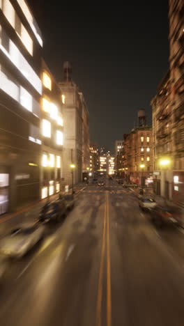 nighttime street scene with traffic in a bustling city