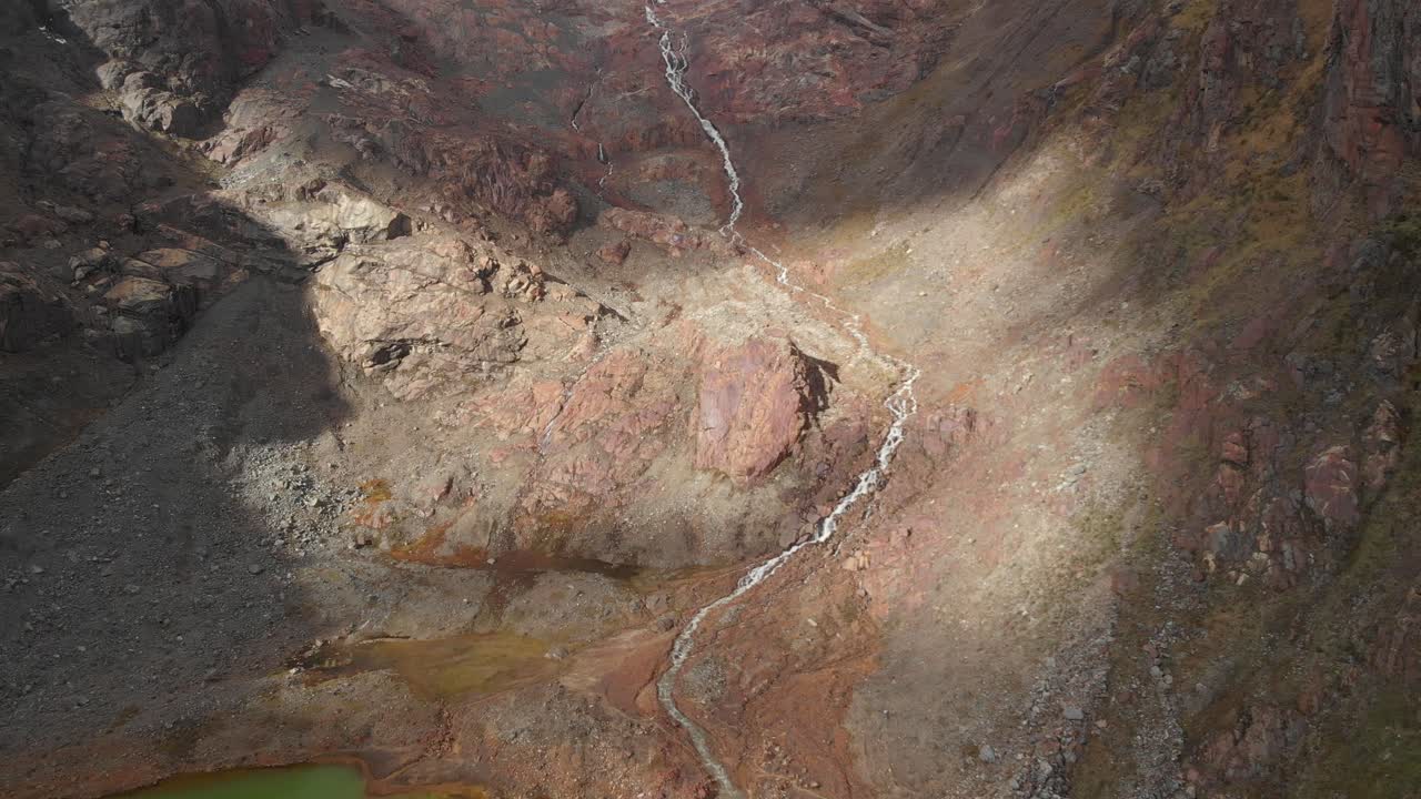 River front the andes mountains, global warning effects, peruvian andes, green lake