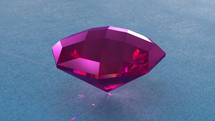 Pink Tourmaline Rubellite On Blue Silk Background, Seamless Loop