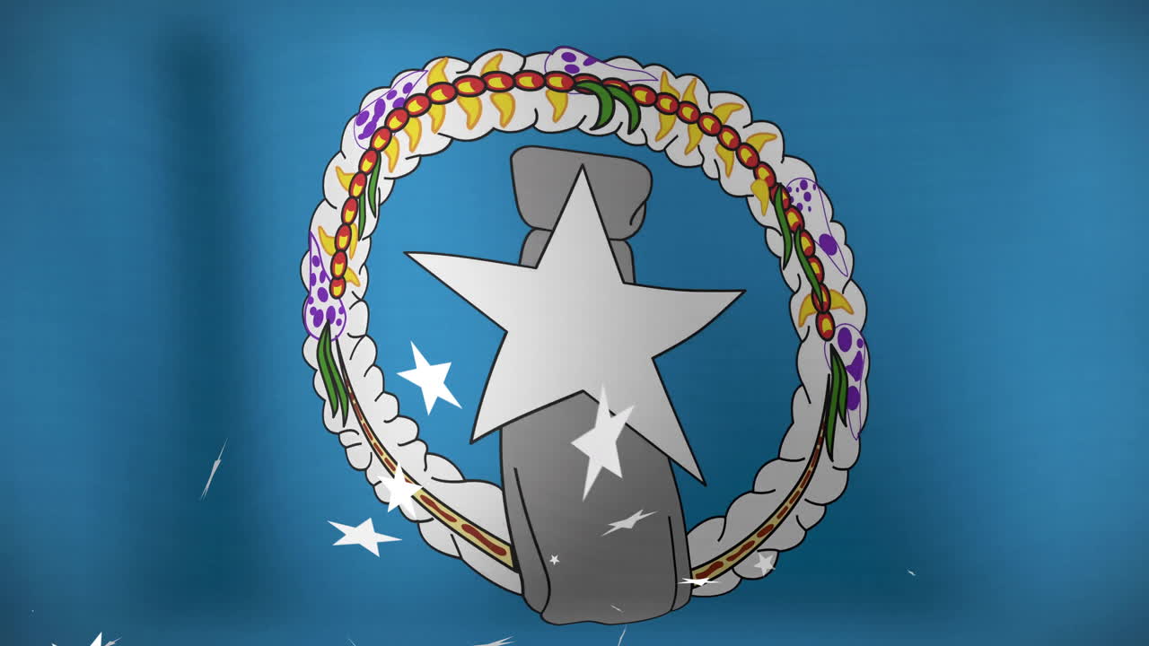 Animation of white stars over flag of northern mariana islands