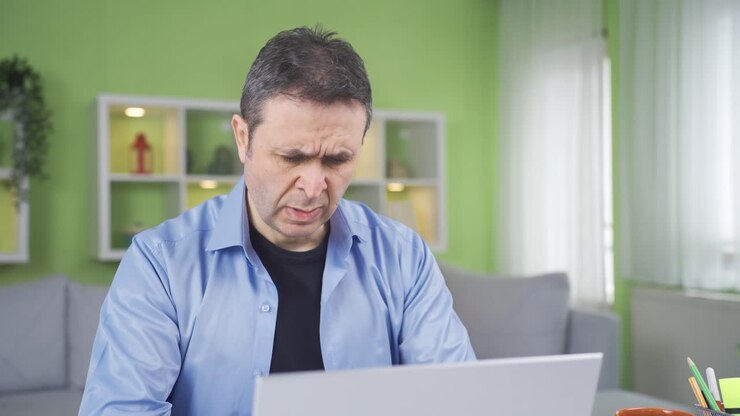 Gestresster und nervöser Homeoffice-Mitarbeiter.