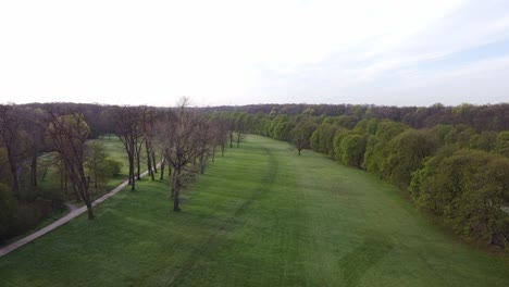 large green meadow in an empty park in the cologne green belt in germany in nice weather