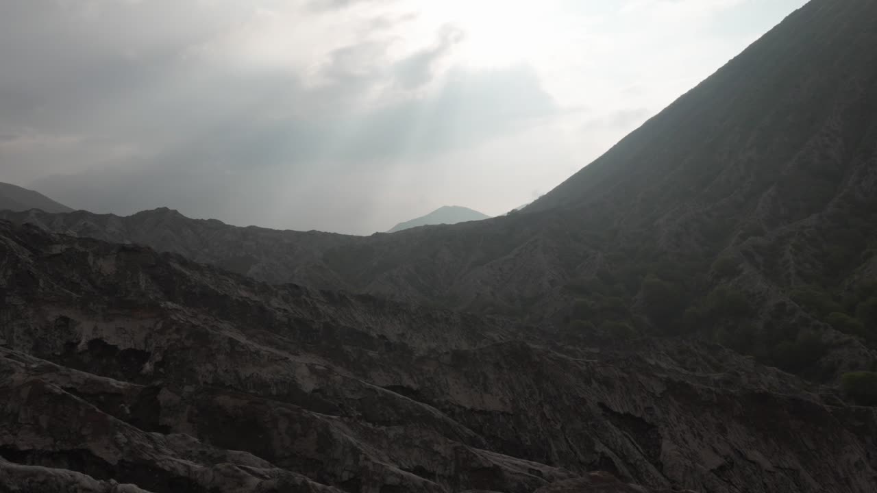 Cold volcanic magma Bromo Volcano Java island Indonesia landscape grey