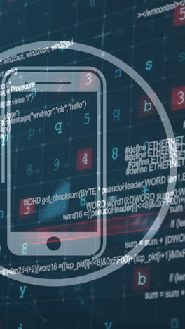 animación del icono del teléfono inteligente y procesamiento de datos