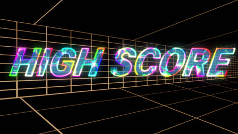 animation of high score text over shapes on black background