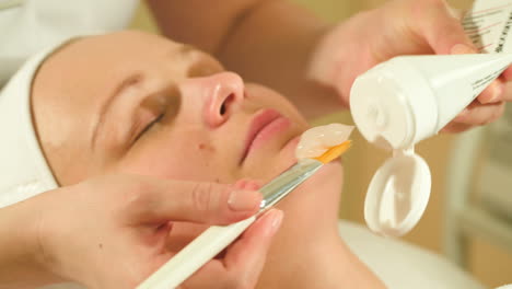 applying facial mask in beauty treatment salon