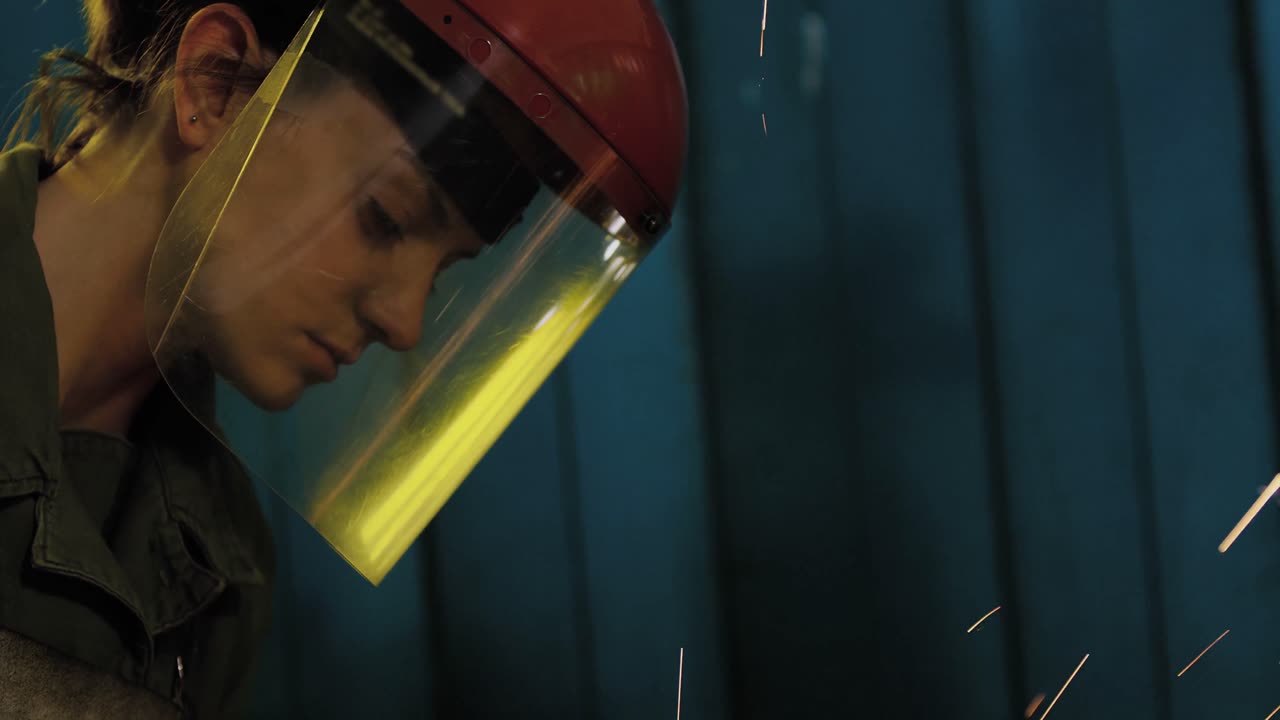 soldadora trabajando en un taller de trabajo