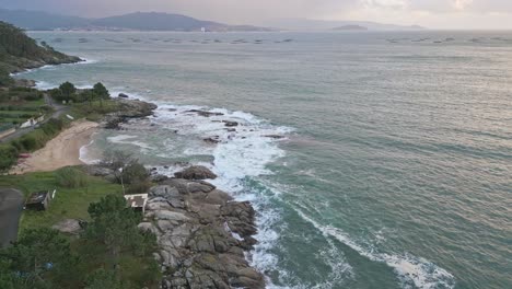 north coast of spain at sunset , ria de vigo