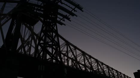 night view of tramway car as it glides back to manhattan in new york city, usa