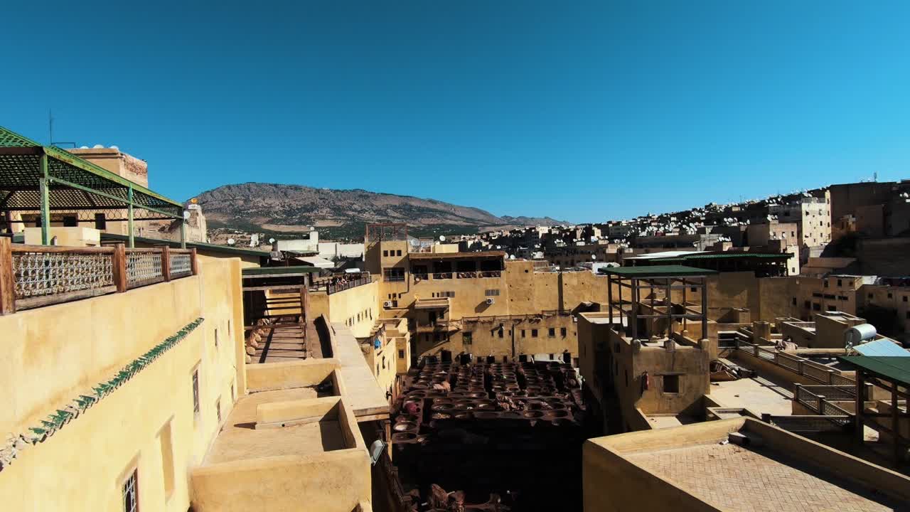The tanneries o Fes - Morocco, viewed from the rooftops.