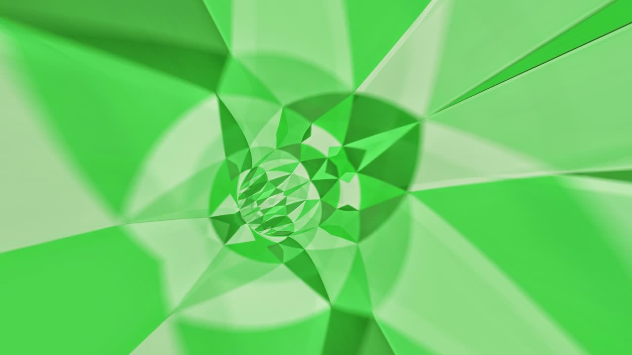 абстрактный зеленый неоновый треугольный туннель. абстрактный полет в футуристическом коридоре с треугольниками. технология, концепция vj. бесперебойная петля 3d-анимация 4k