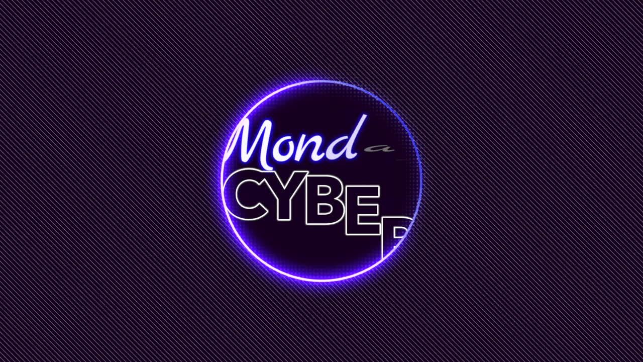 lunes cibernético con círculos de neón azul en patrón de rayas