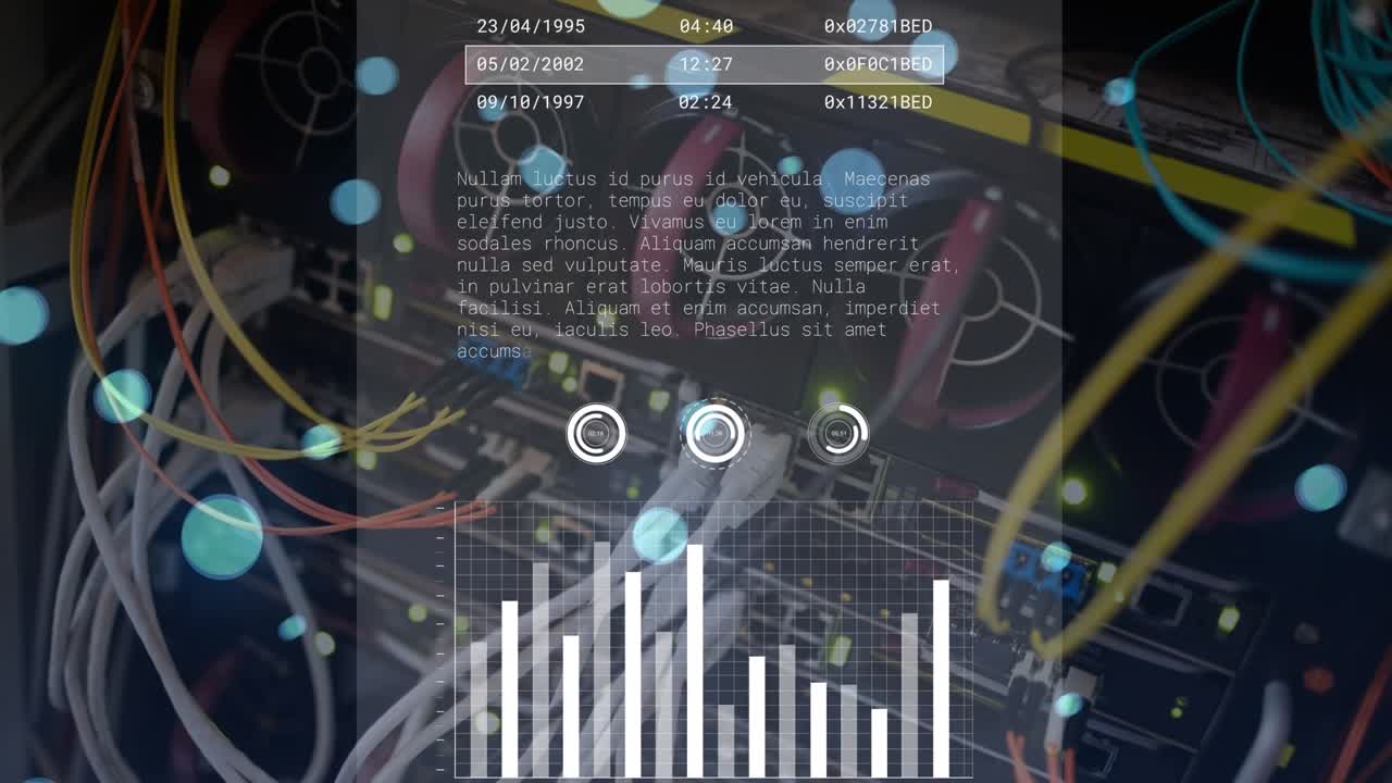 Animation of data processing over server room