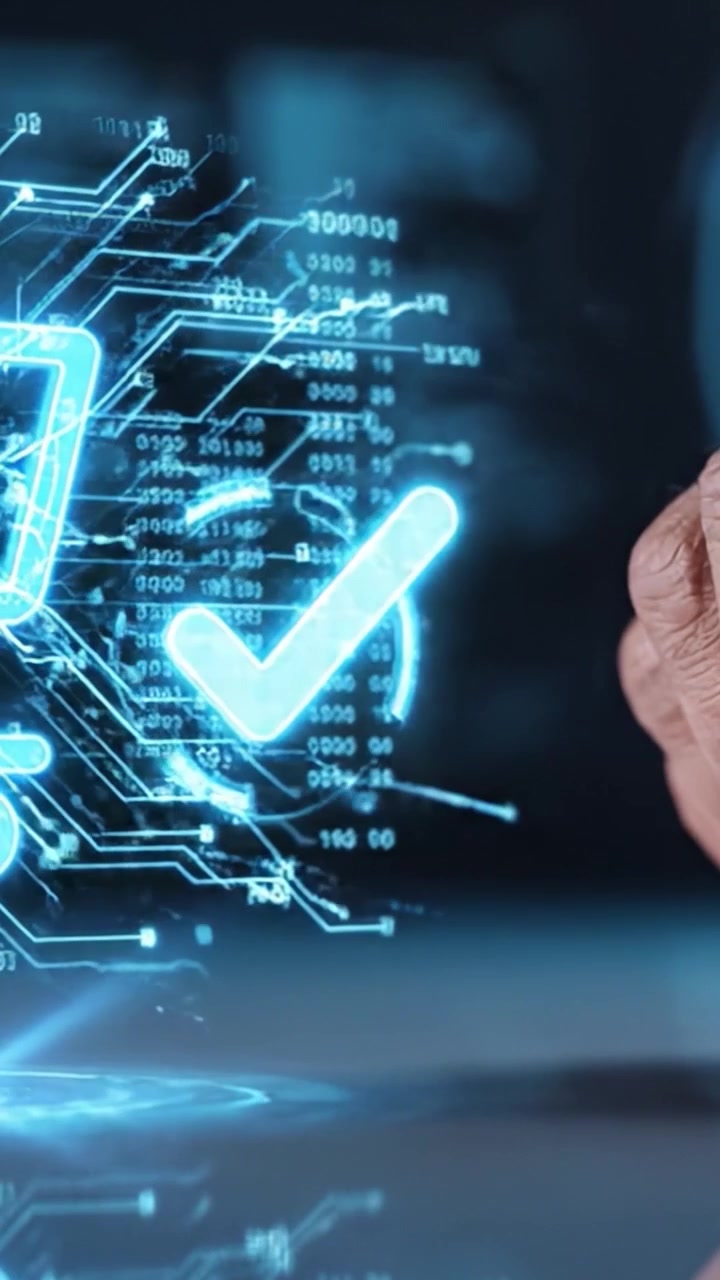 Una vista ravvicinata di una mano con un'interfaccia digitale, che evidenzia la connessione tra tecnologia e coinvolgimento dell'utente nel mondo moderno