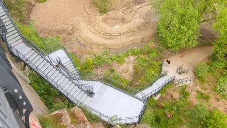 top angle view of stairs leading to the "jardin extraordinaire" (extraordinary garden) in nantes, france during daytime.