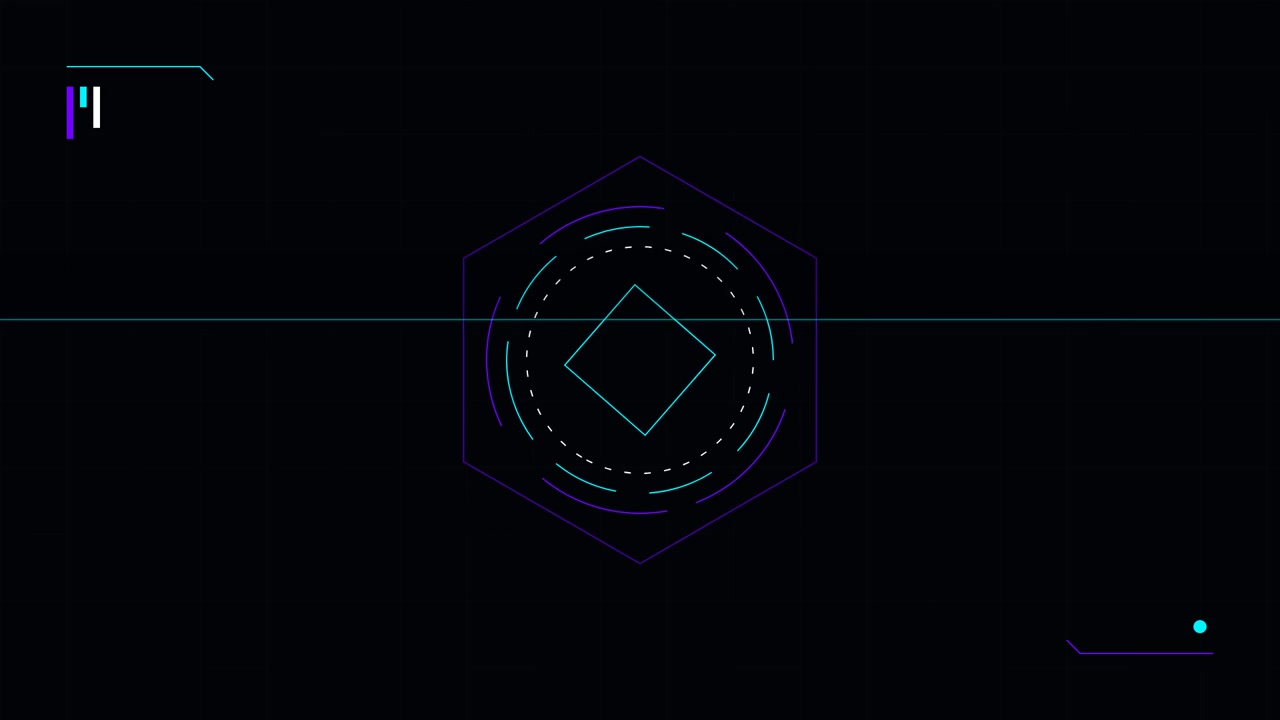 Abstract Digital Hexagon Interface Animation with Rotating Geometric Elements