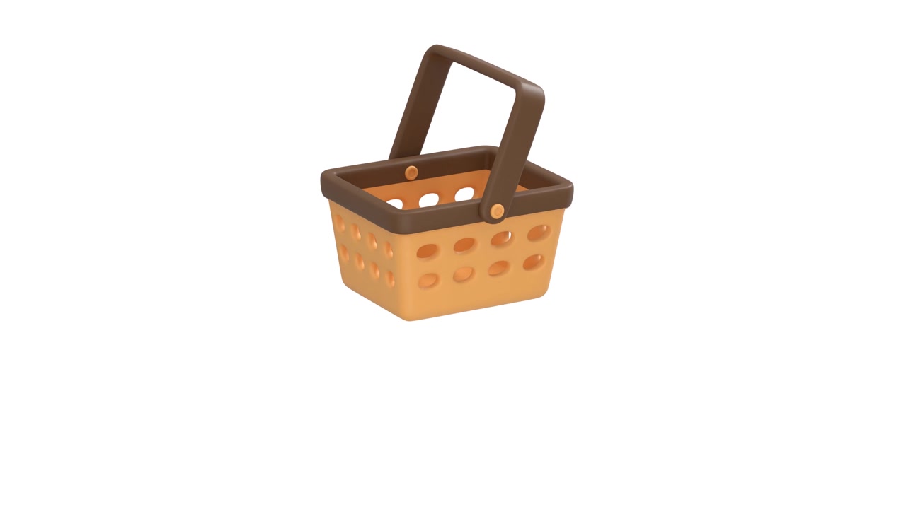 3D render prázdného plastového nákupního košíku