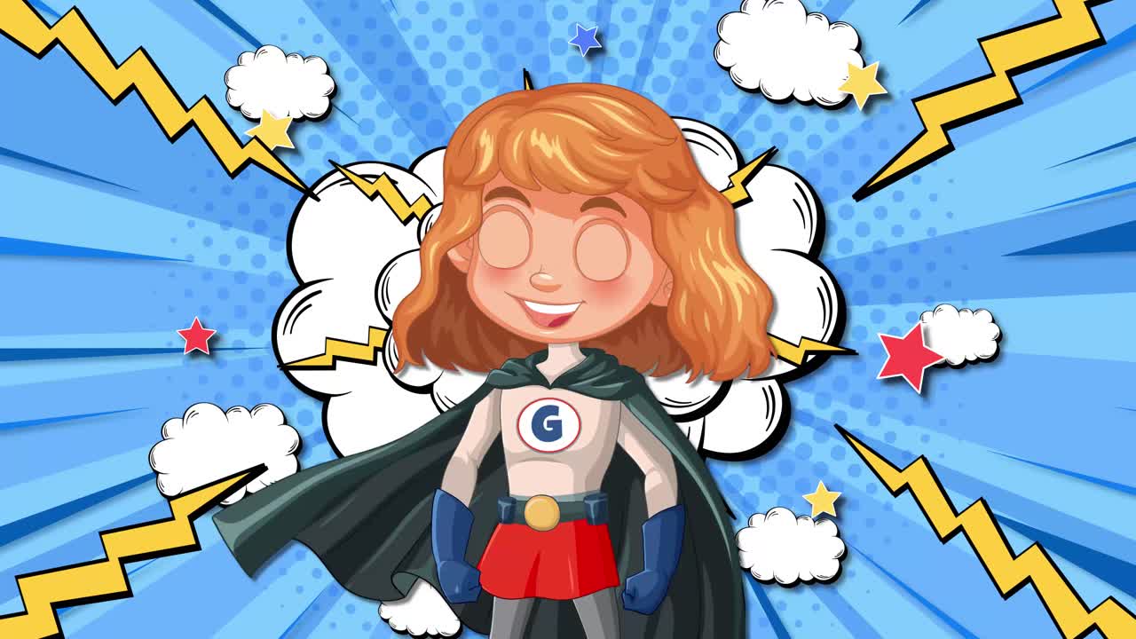 한 소녀가 슈퍼히어로로 변신합니다.