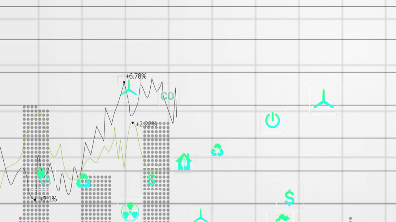 데이터 처리를 통해 생태 및 환경 친화적 인 아이콘 네트워크의 애니메이션