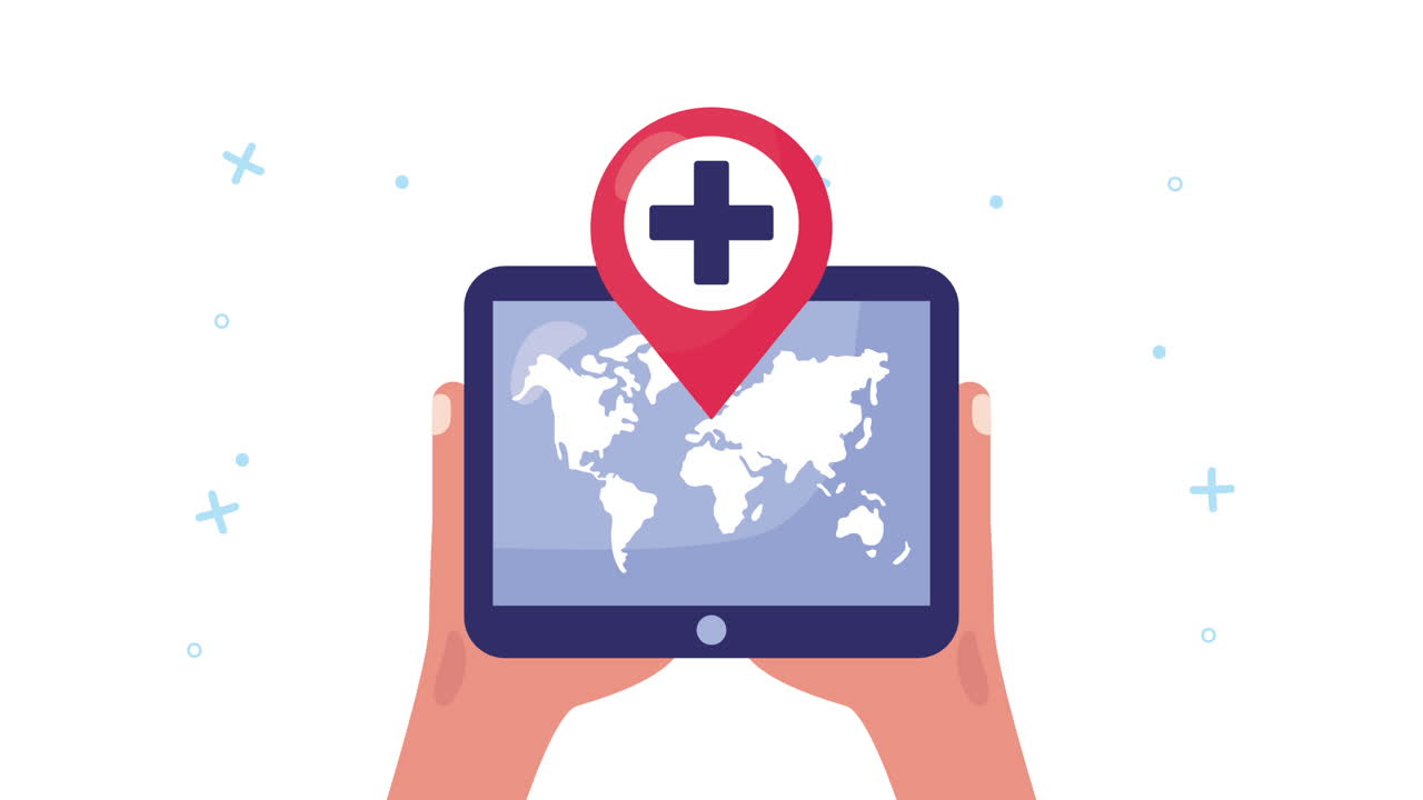 ubicación médica en el mapa de la tableta