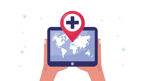 ubicación médica en el mapa de la tableta