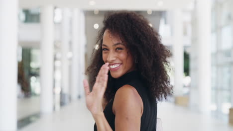 beautiful, stylish and edgy businesswoman waving