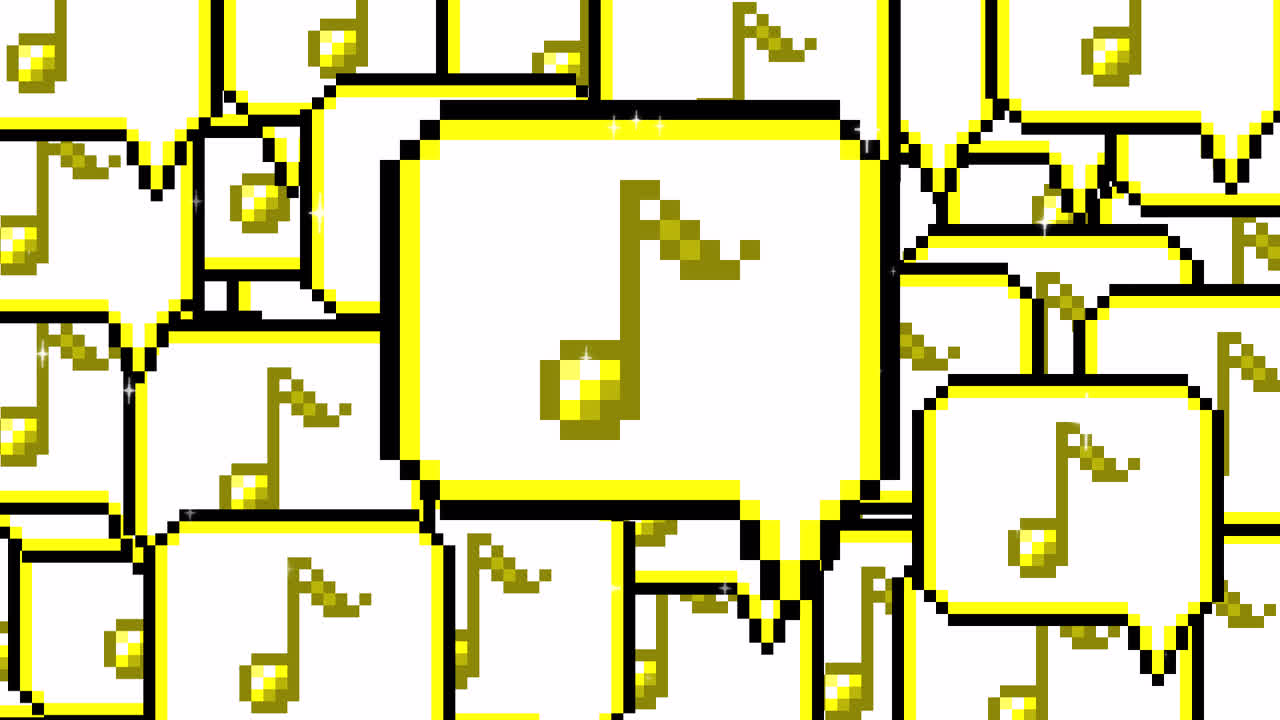 Pixel art pop up speech bubble icon eighth note Transitions. 1080p - 30 fps - Alpha Channel (2).mov