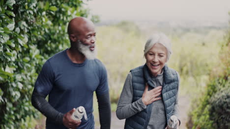 Senior,-fitness-and-couple-of-friends-walking