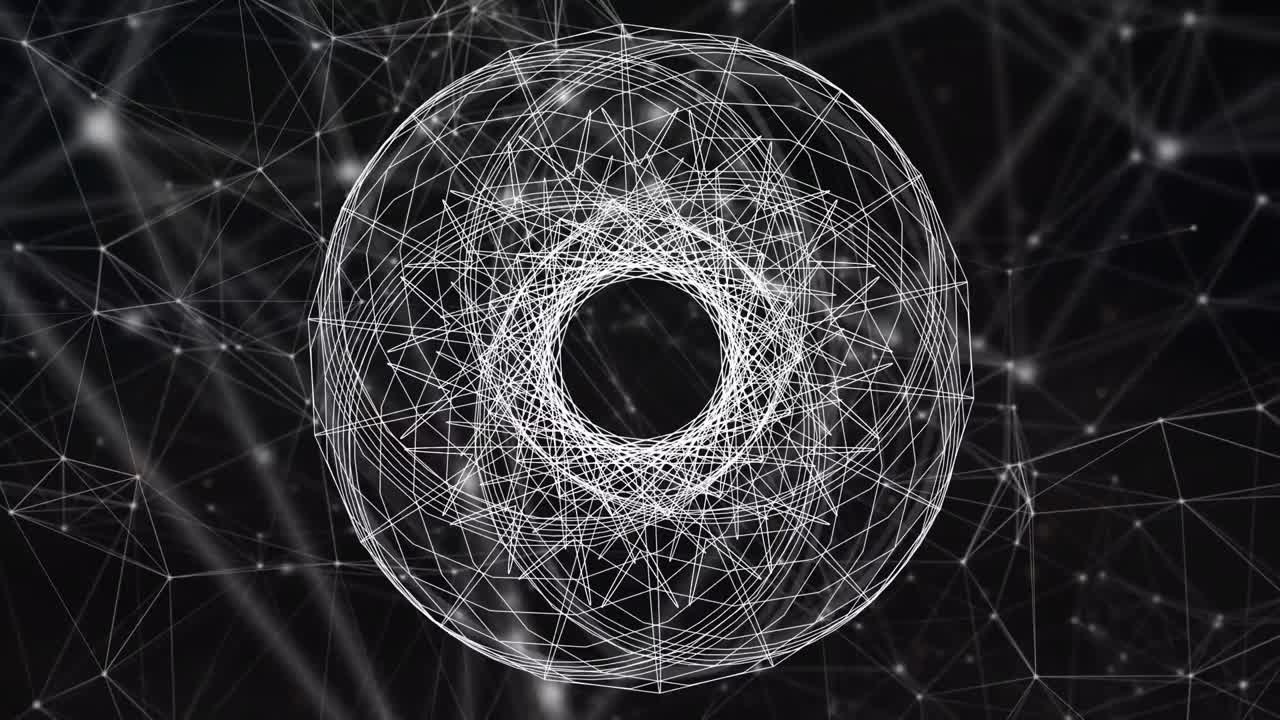 animación de círculos que se mueven sobre una red de conexiones