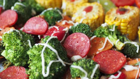 roasted vegetables with sausage and corn