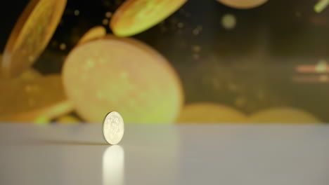 un bitcoin dorado giratorio solitario con animación dorada