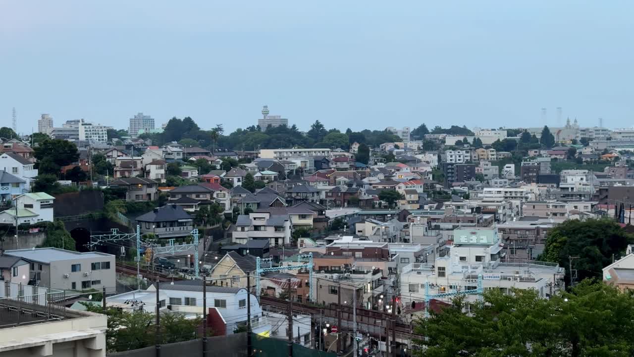 Cityscape with Houses and Buildings
