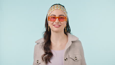 fashion, face and woman with peace sign