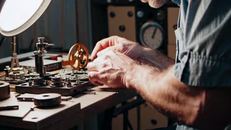 watchmaker repairing a mechanical watch