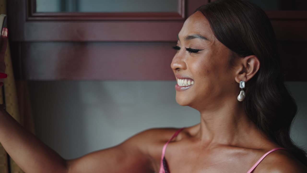 Happy Woman Taking Selfie