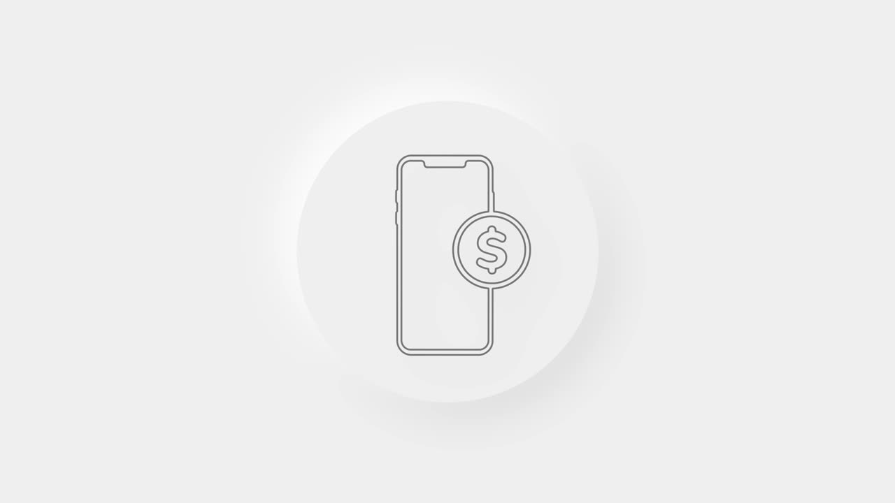 teléfono inteligente con icono del símbolo del dólar aislado en fondo blanco. concepto de compras en línea. teléfono móvil financiero. pago en línea. 4k