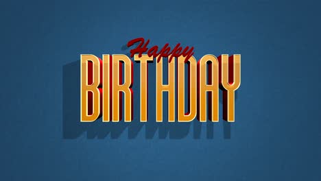 stylish 3d happy birthday card in red and blue letters on blue background