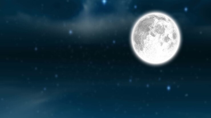 Animação de lua cheia e estrelas em cenário de céu noturno