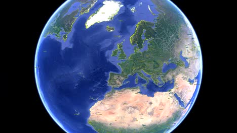 poland with flag. 3d earth in space - zoom in poland outer