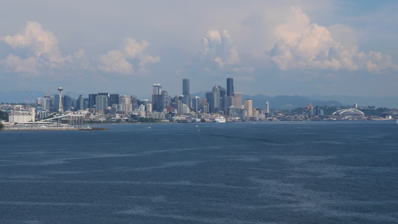 Seattle skyline, viewed from Elliott Bay, Seattle, Washington.