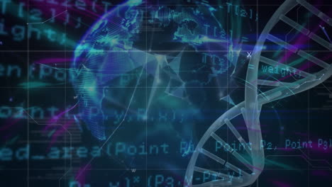 animation of data processing over dna strand spinning