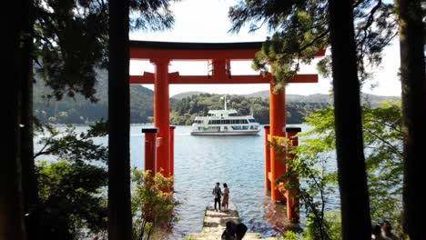 hakone shrine and lake near mt fuji japan