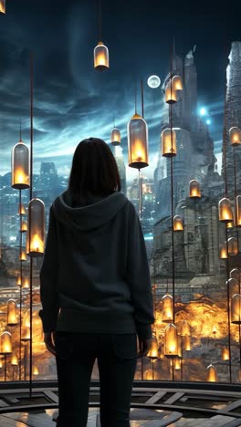 exploring a captivating illuminated dreamscape with glowing lanterns