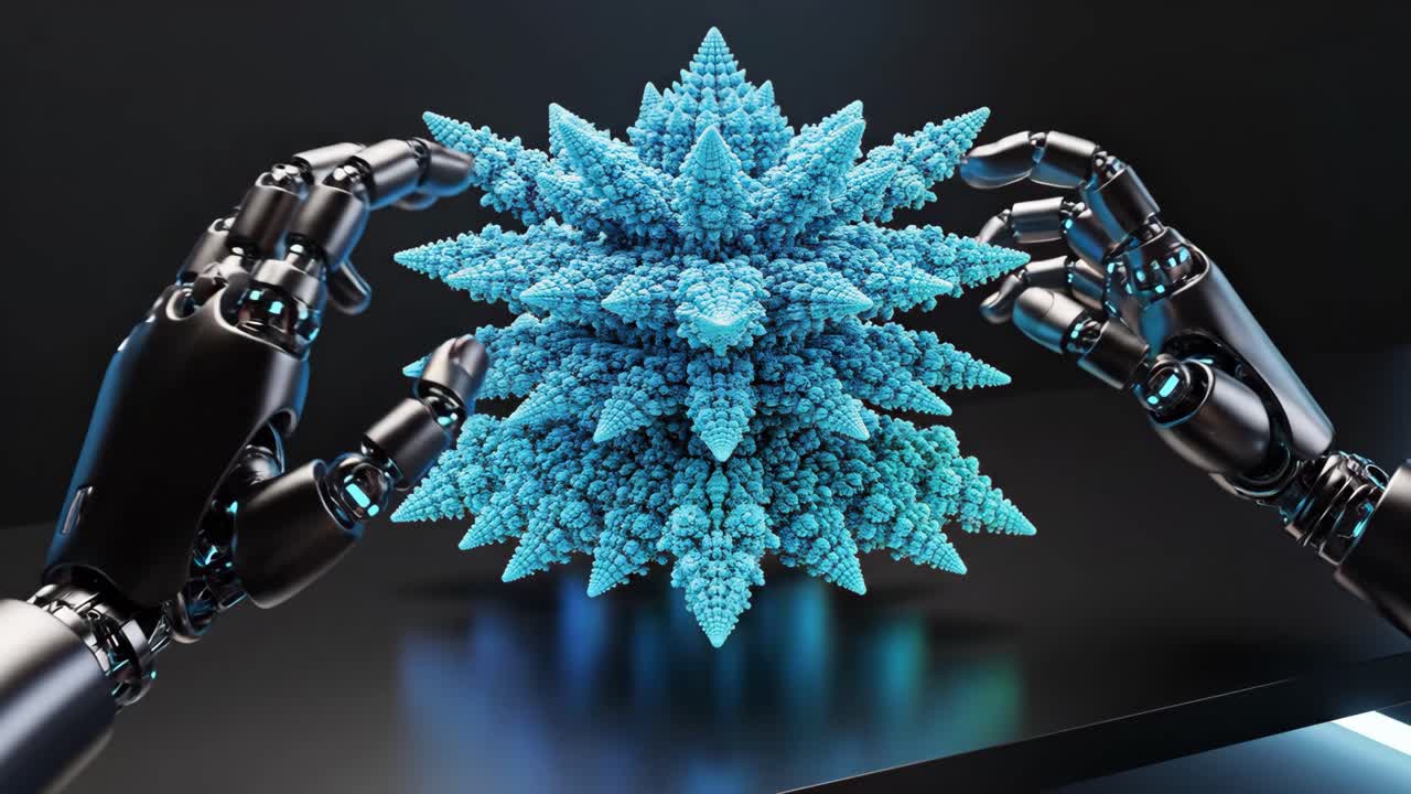 Robot Hands Holding a Snowflake