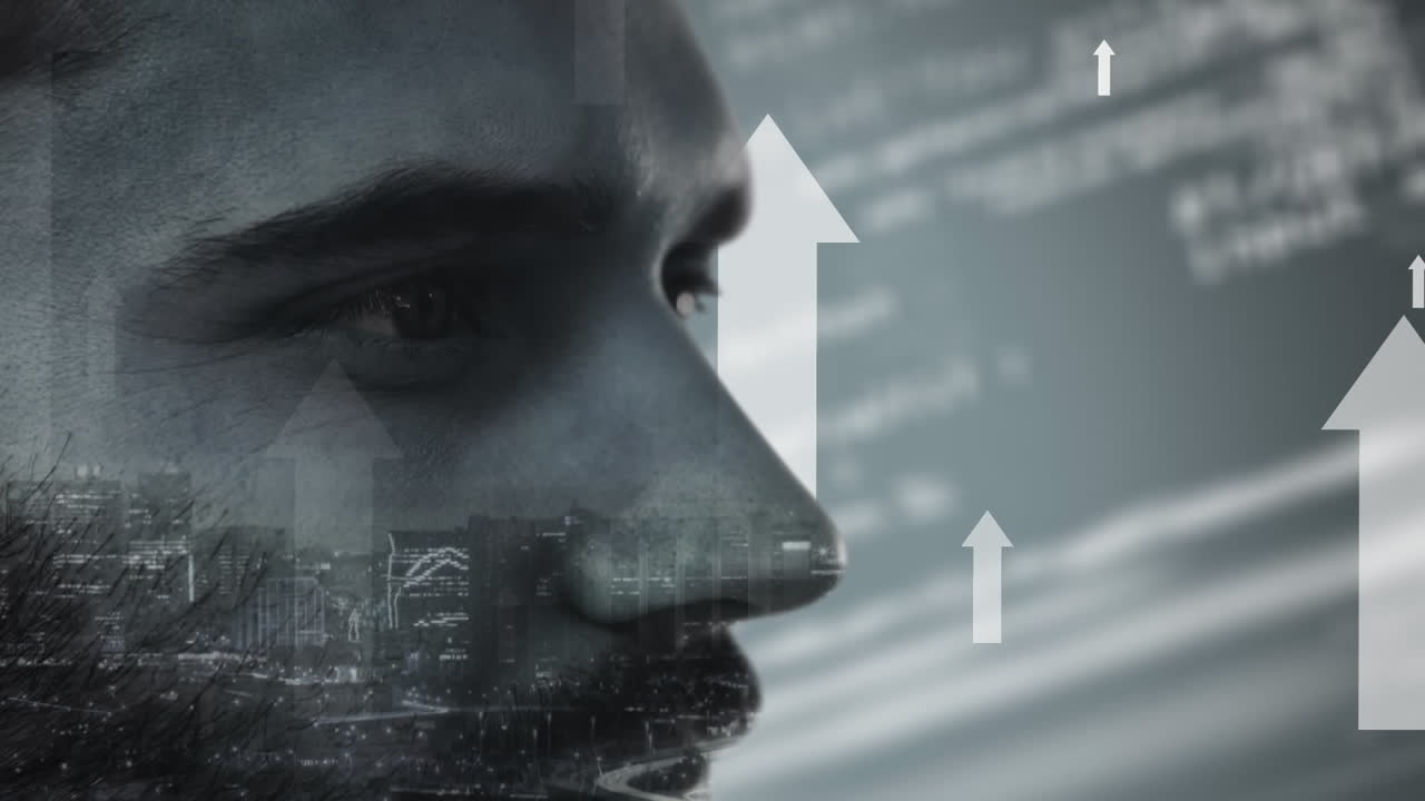 animación de flechas y procesamiento de datos sobre el hombre