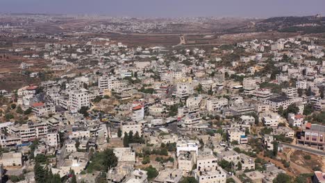 aerial view over palestinian town biddu near jerusalem