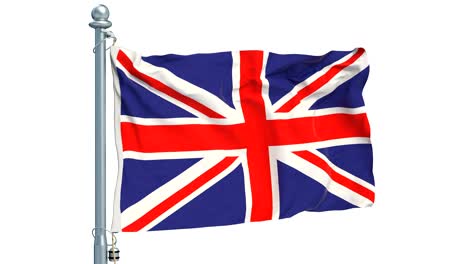 the united kingdom flag waving on white background, animation. 3d rendering