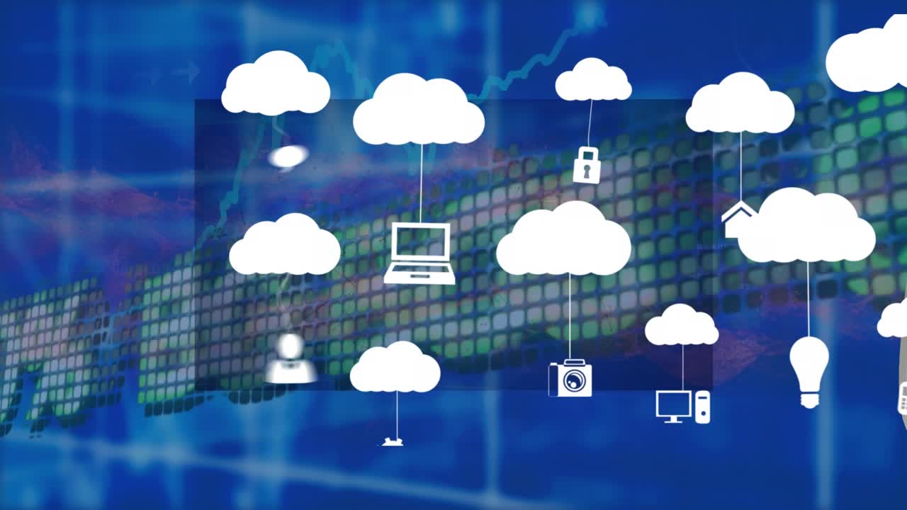 Animation of clouds and financial data processing
