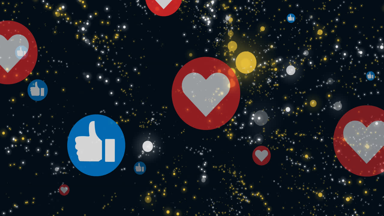 검은 바탕에 있는 미디어 아이콘의 애니메이션